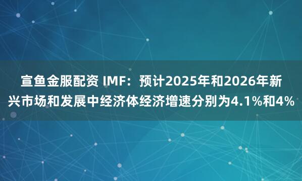 宣鱼金服配资 IMF：预计2025年和2026年新兴市场和发展中经济体经济增速分别为4.1%和4%